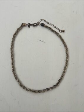 Vintage Two Tone Gold Silver Twisted Rope Chain Choker Necklace Adjustable 14”